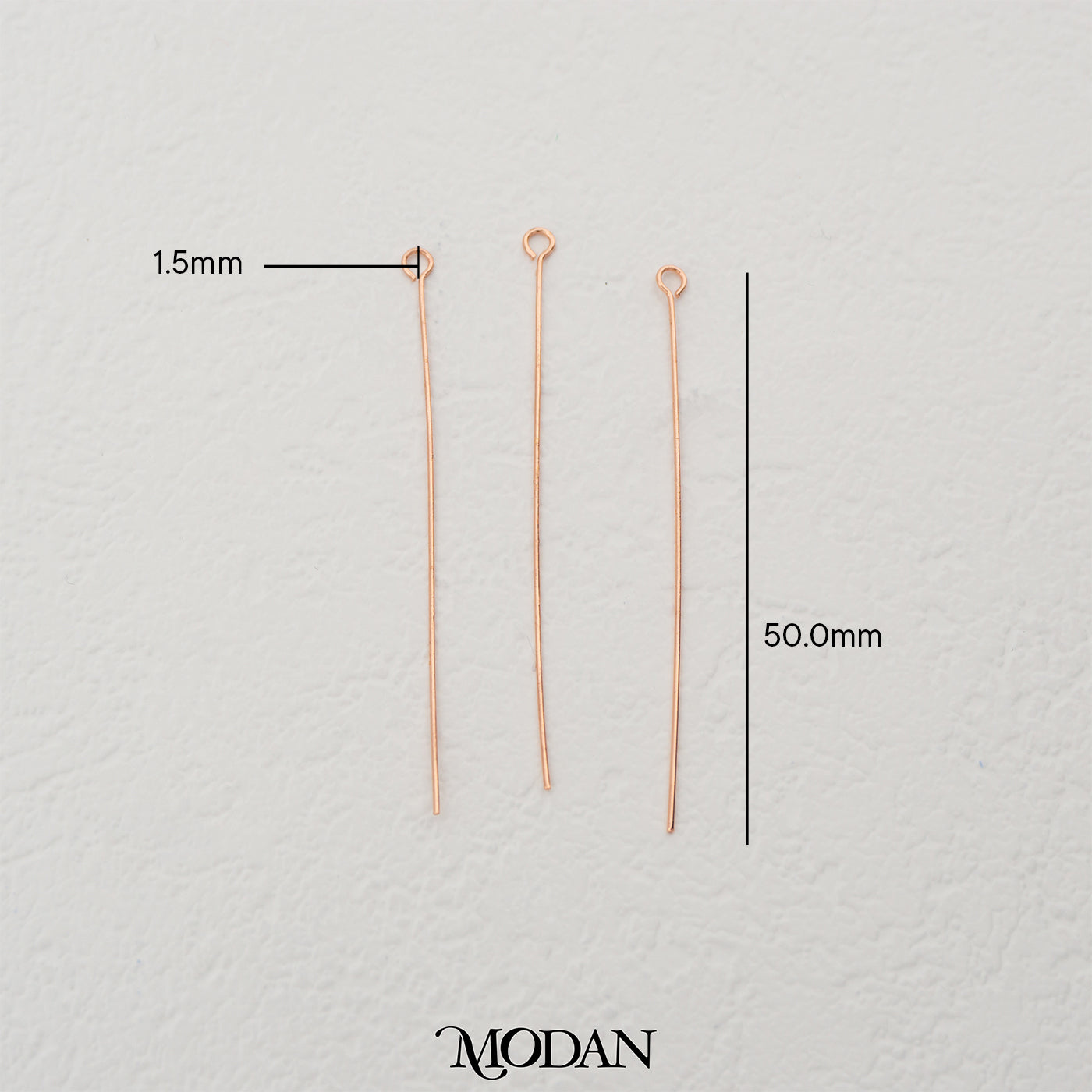 (20 pcs) 50mm Rose Gold Eye Pin DIY Closure Paku 9 Hypoallergenic Gold Filled