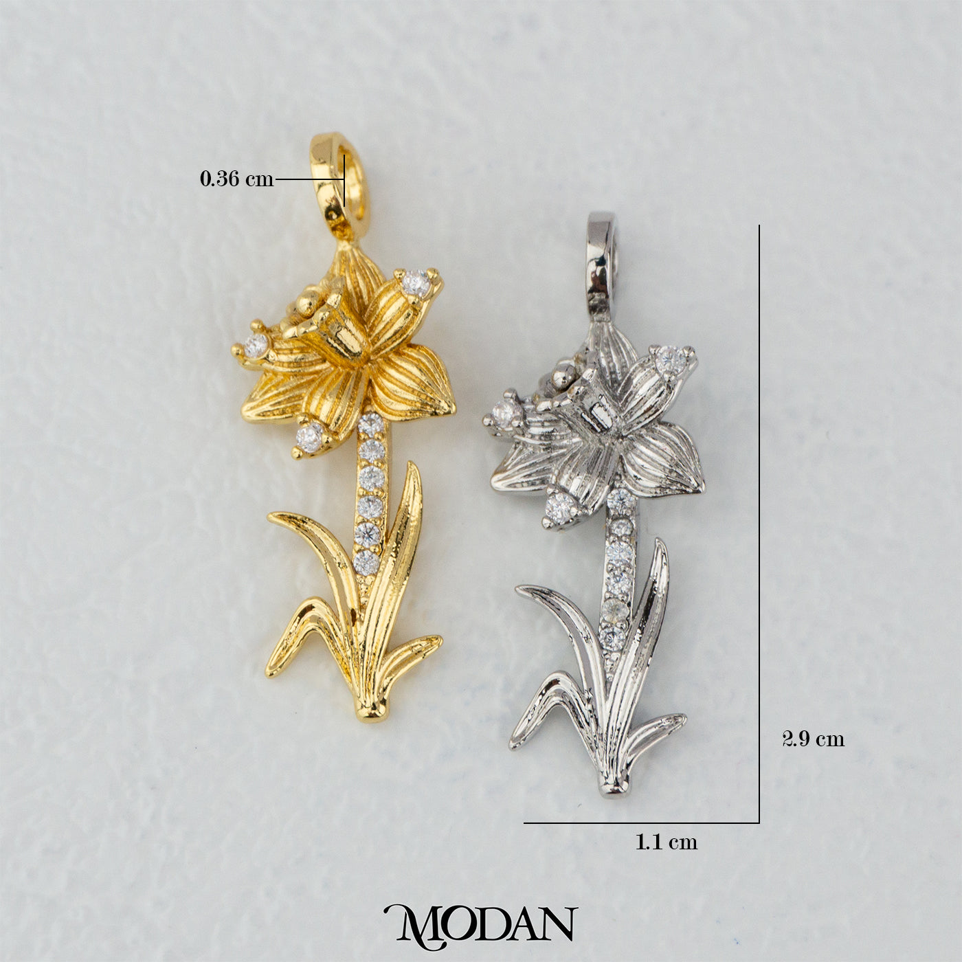December Birthflowers Narcissus Flower Pendant DIY Pendant Liontin Bunga Dafodil Hypoallergenic Gold Filled