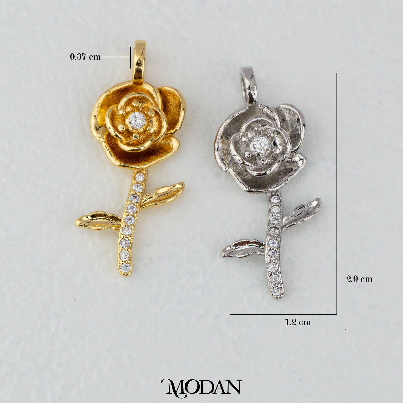 June Birthflowers Rose Textured Pendant DIY Pendant Liontin Bunga Mawar Hypoallergenic Gold Filled