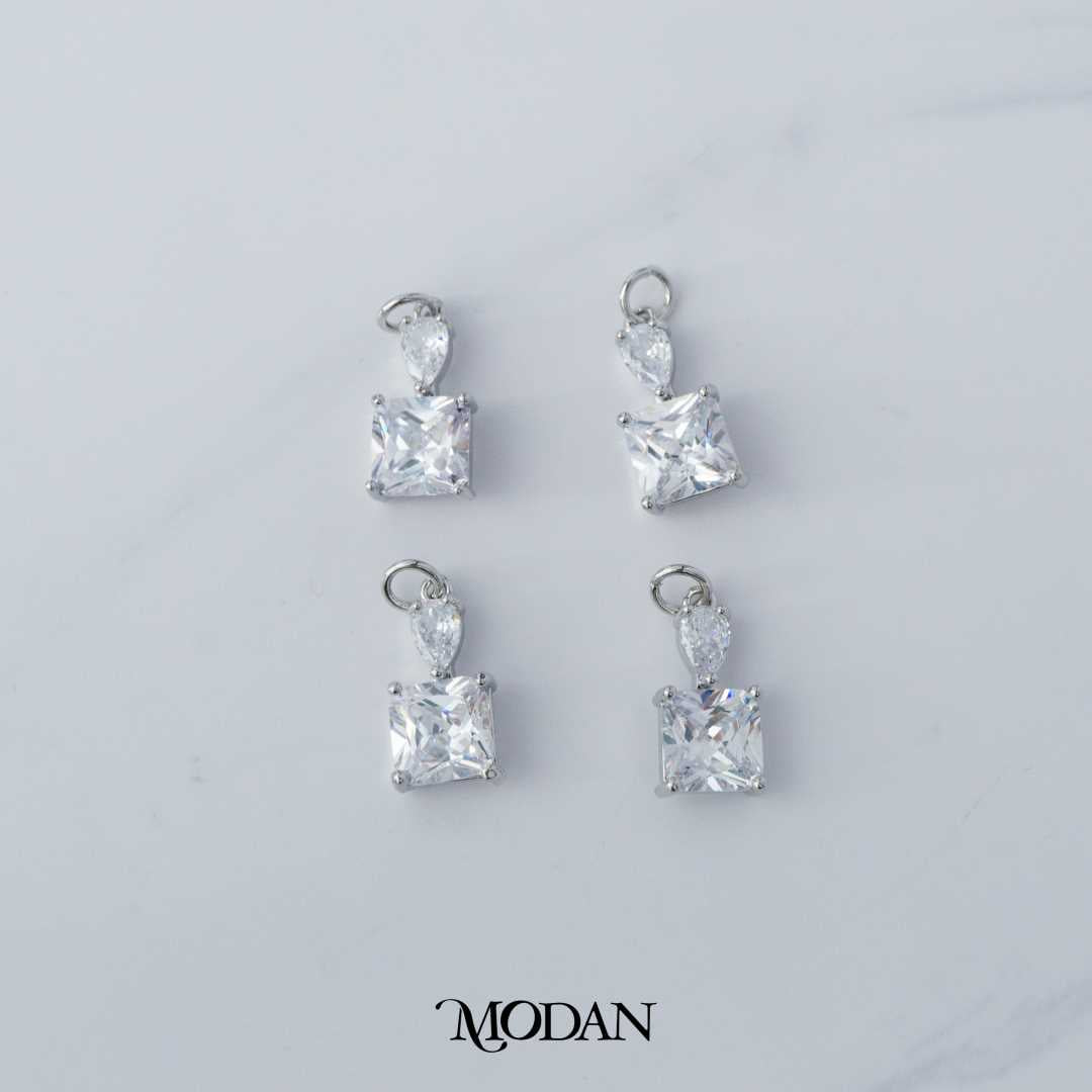 Teardrop Square Double DIY Charm Liontin Tetes Air Mata Persegi Berlian Hypoallergenic Gold Filled