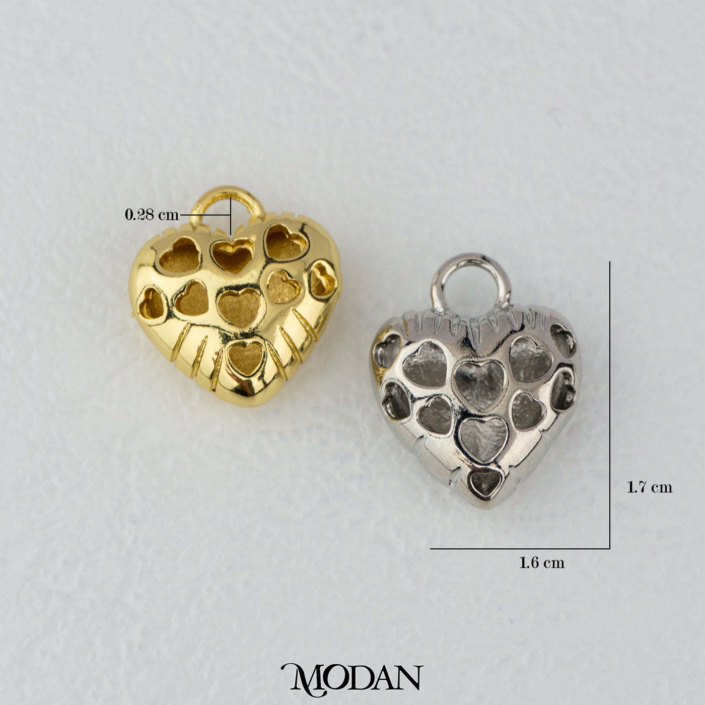 Unique Chunky Puffed Heart Pendant DIY Pendant Liontin Hati Balon Berlubang Hypoallergenic Gold Filled