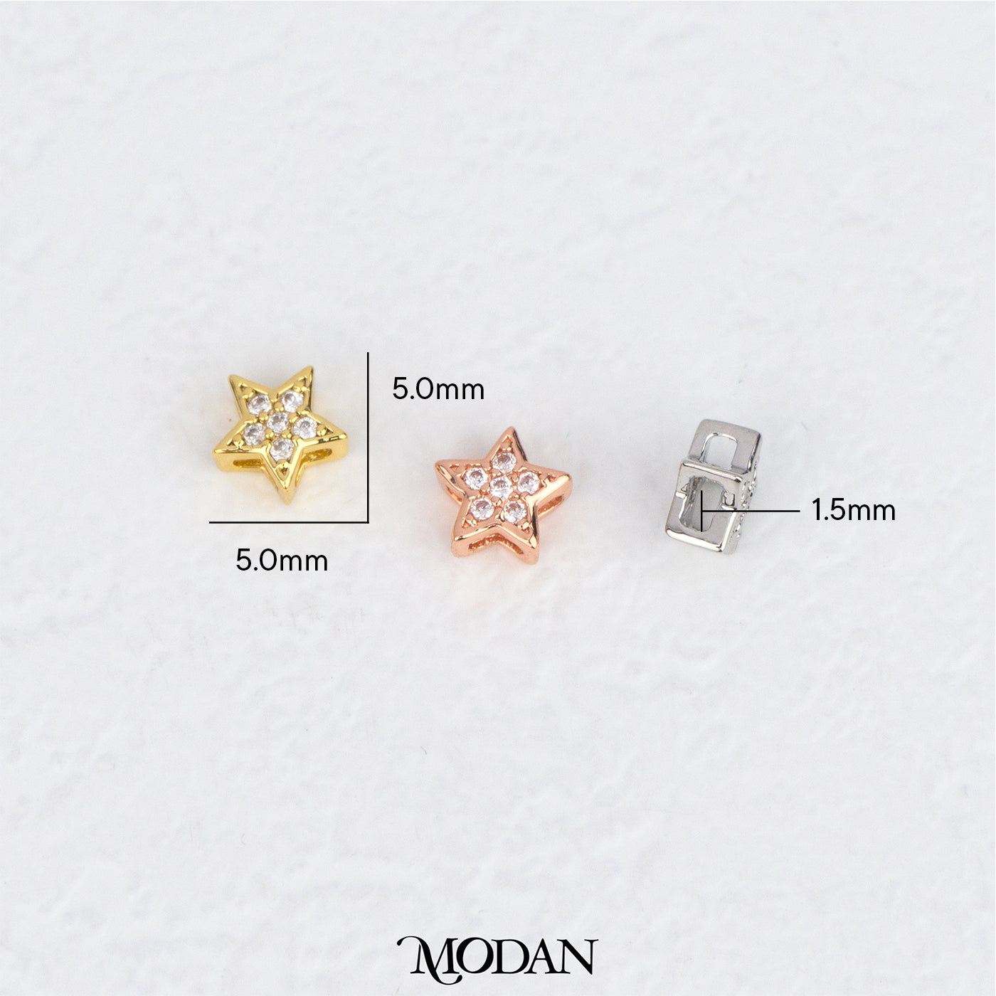 Mini Celestial Sparkling Star DIY Beads Charm Manik Bintang Hypoallergenic Gold Filled