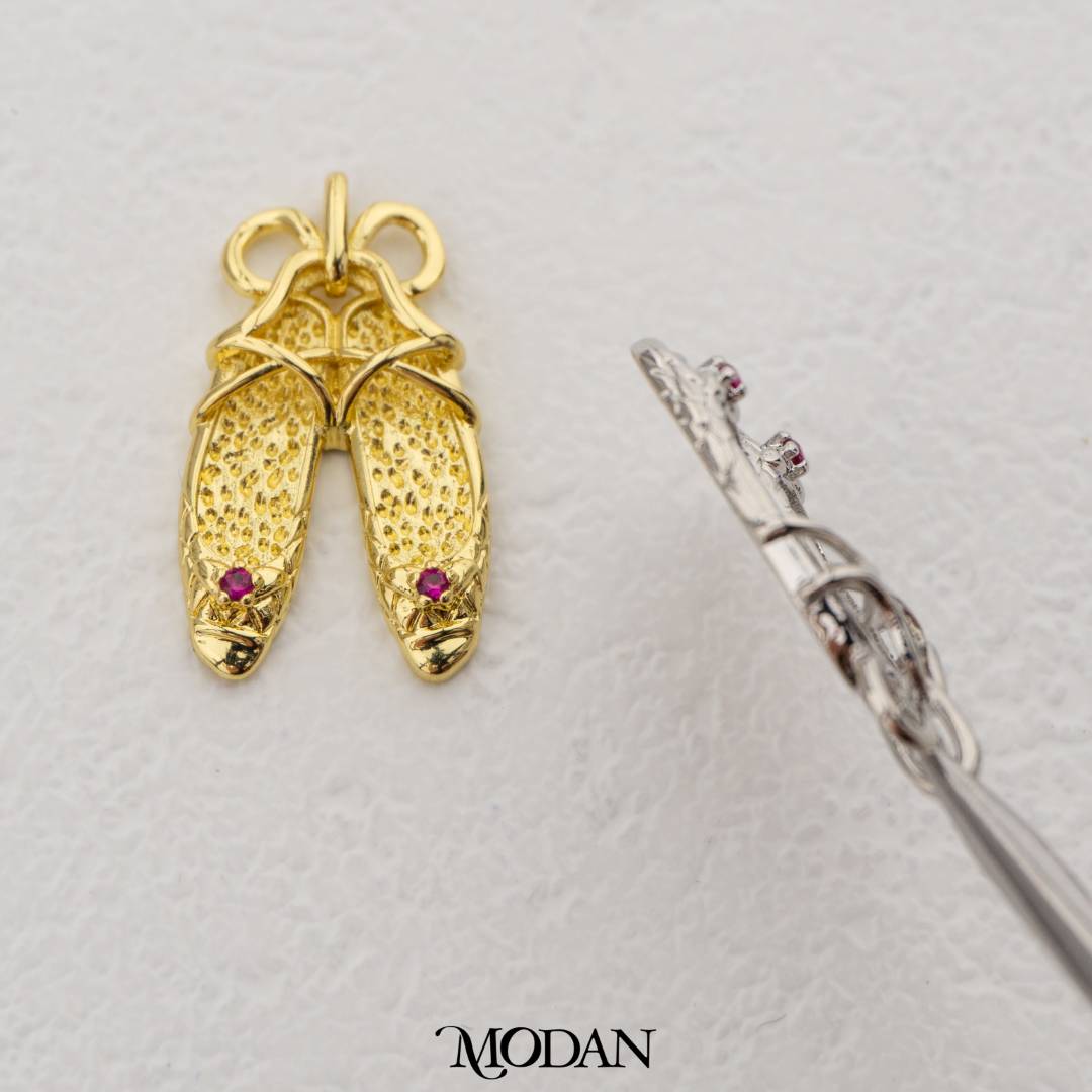 Fuschia Plain Flat Shoes Pendant DIY Pendant Liontin Sepatu Lucu Hypoallergenic Gold Filled