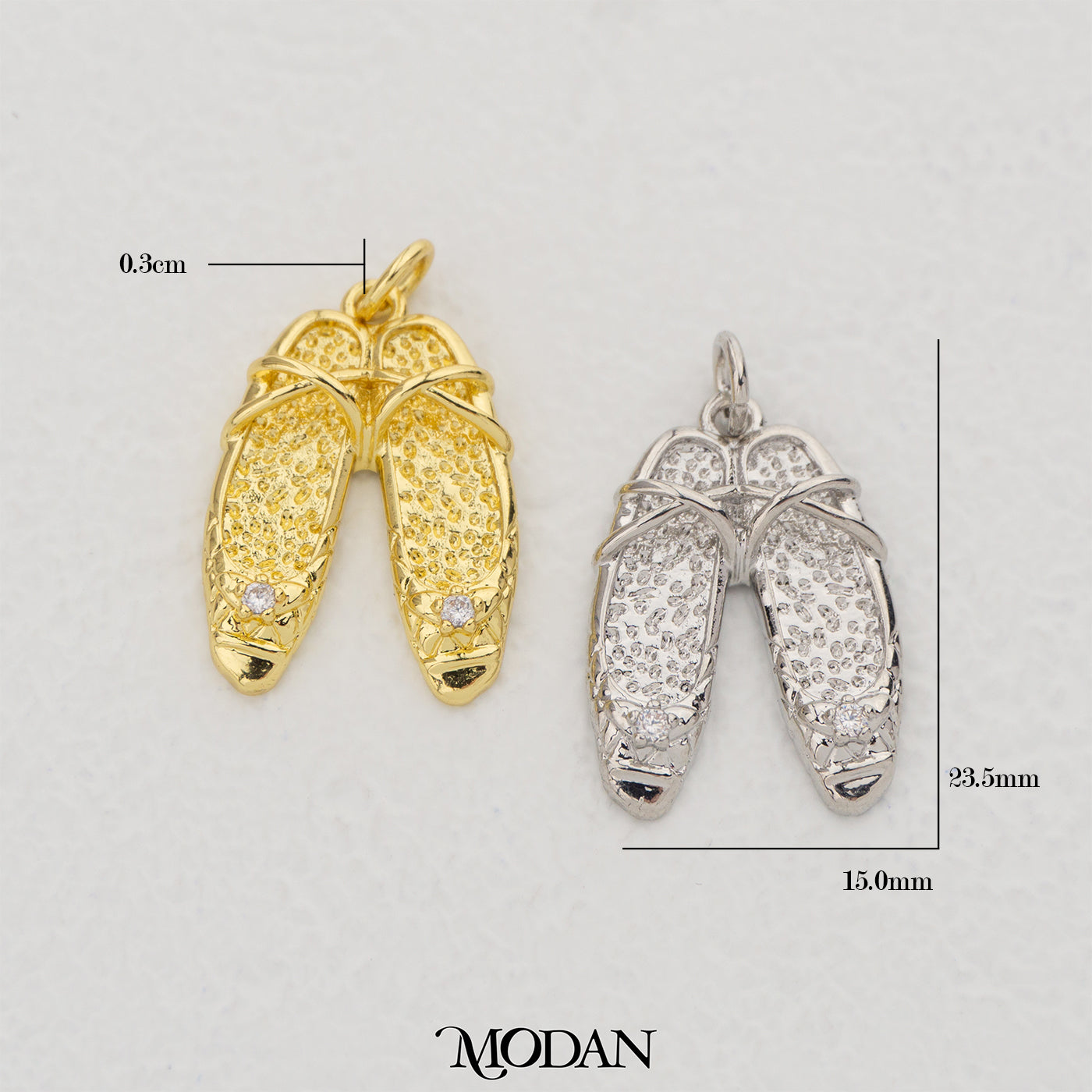 Clear Girlie Flat Shoes Pendant DIY Pendant Liontin Sepatu Lucu Hypoallergenic Gold Filled