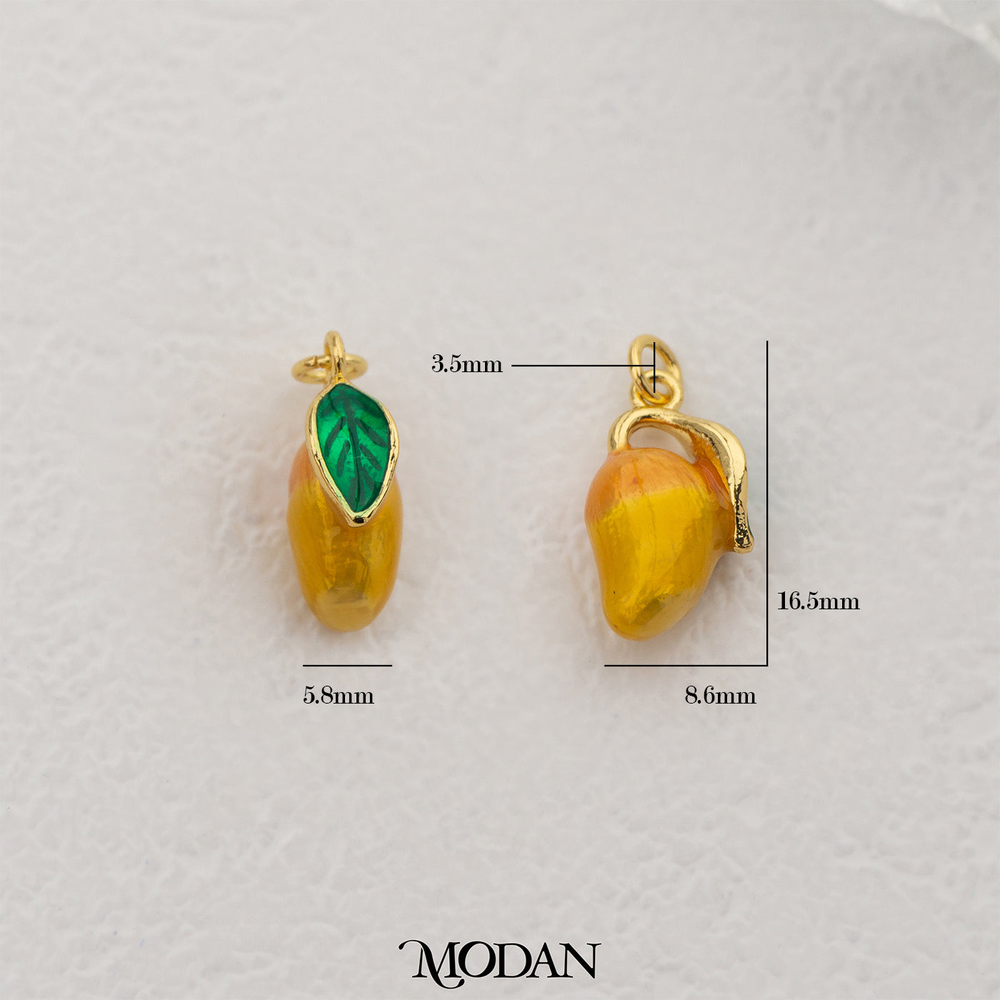 Fresh Mango Enamel Pendant DIY Pendant Liontin Buah Mangga Segar Hypoallergenic Gold Filled