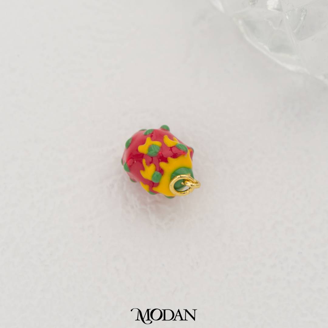 Dragon Fruit Enamel Pendant DIY Pendant Liontin Buah Naga Hypoallergenic Gold Filled