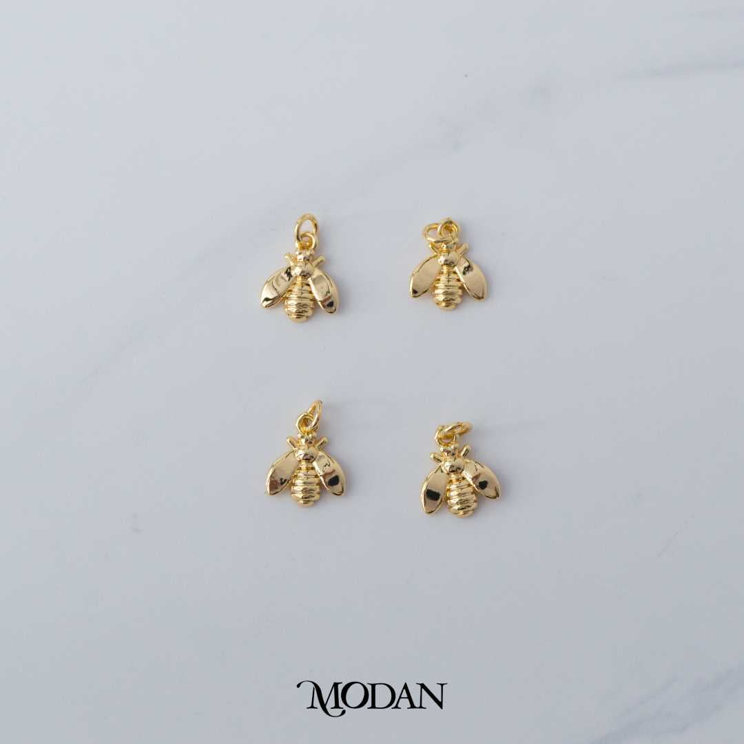 Mini Queen Bee Animal Charm DIY Charm Liontin Lebah Hypoallergenic Gold Filled