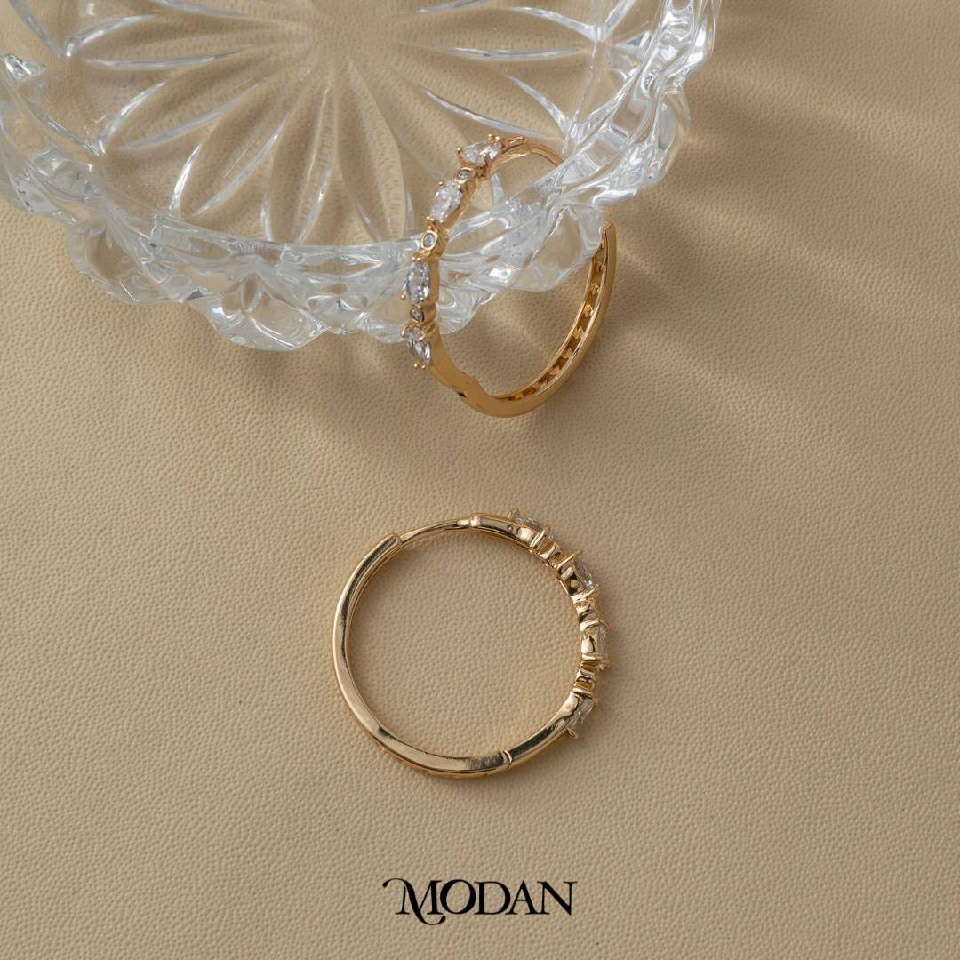 (27mm) Sparkling Statement Rosegold Hoop Earrings Anting Bulat Hati Hypoallergenic Gold Plated