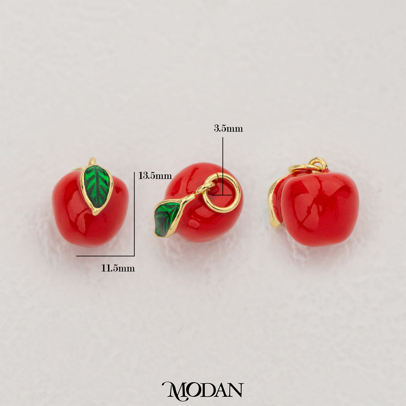 Red Apple Enamel Pendant DIY Pendant Liontin Buah Apel Hypoallergenic Gold Filled
