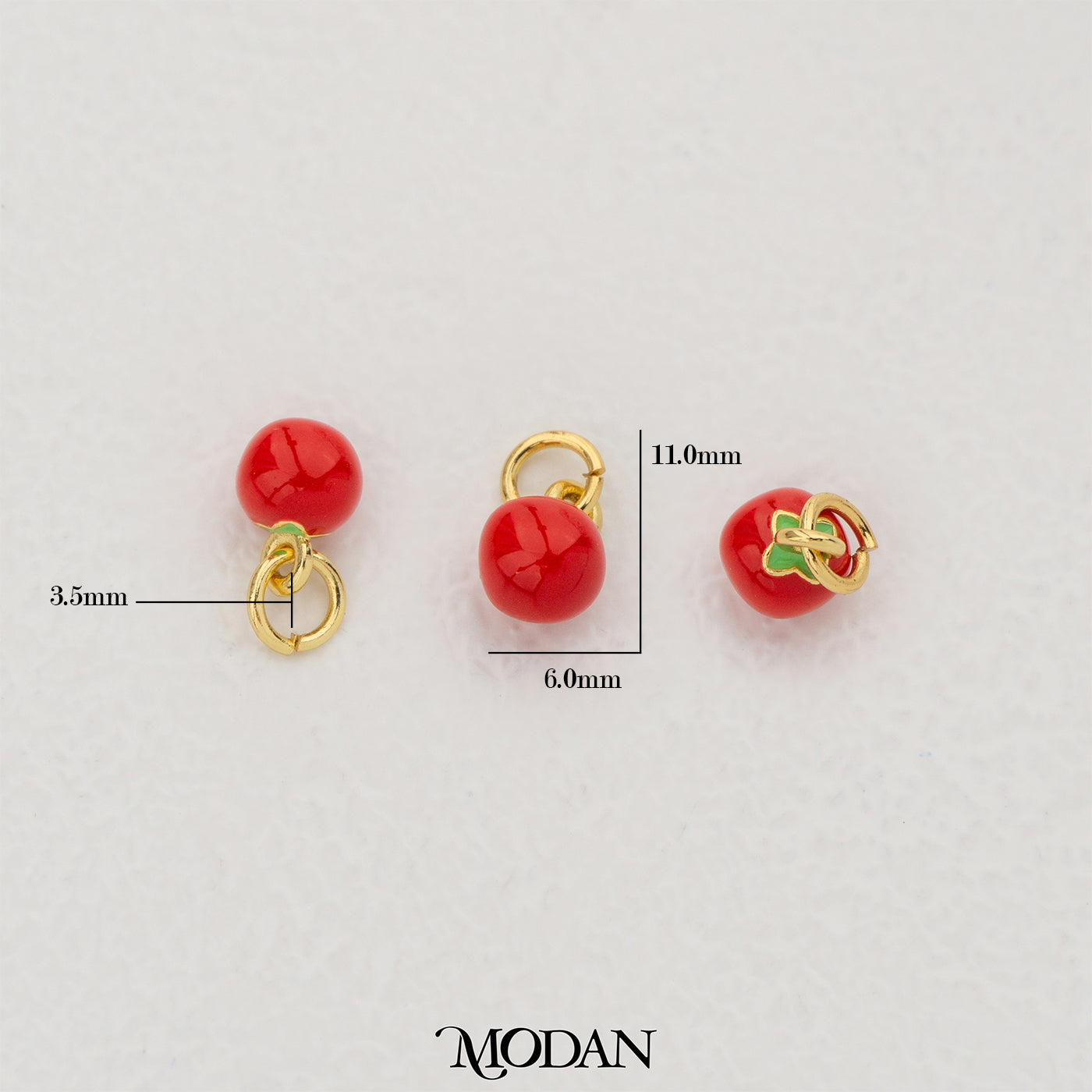 Cherry Tomato Enamel Pendant DIY Pendant Liontin Tomat Kecil Hypoallergenic Gold Filled