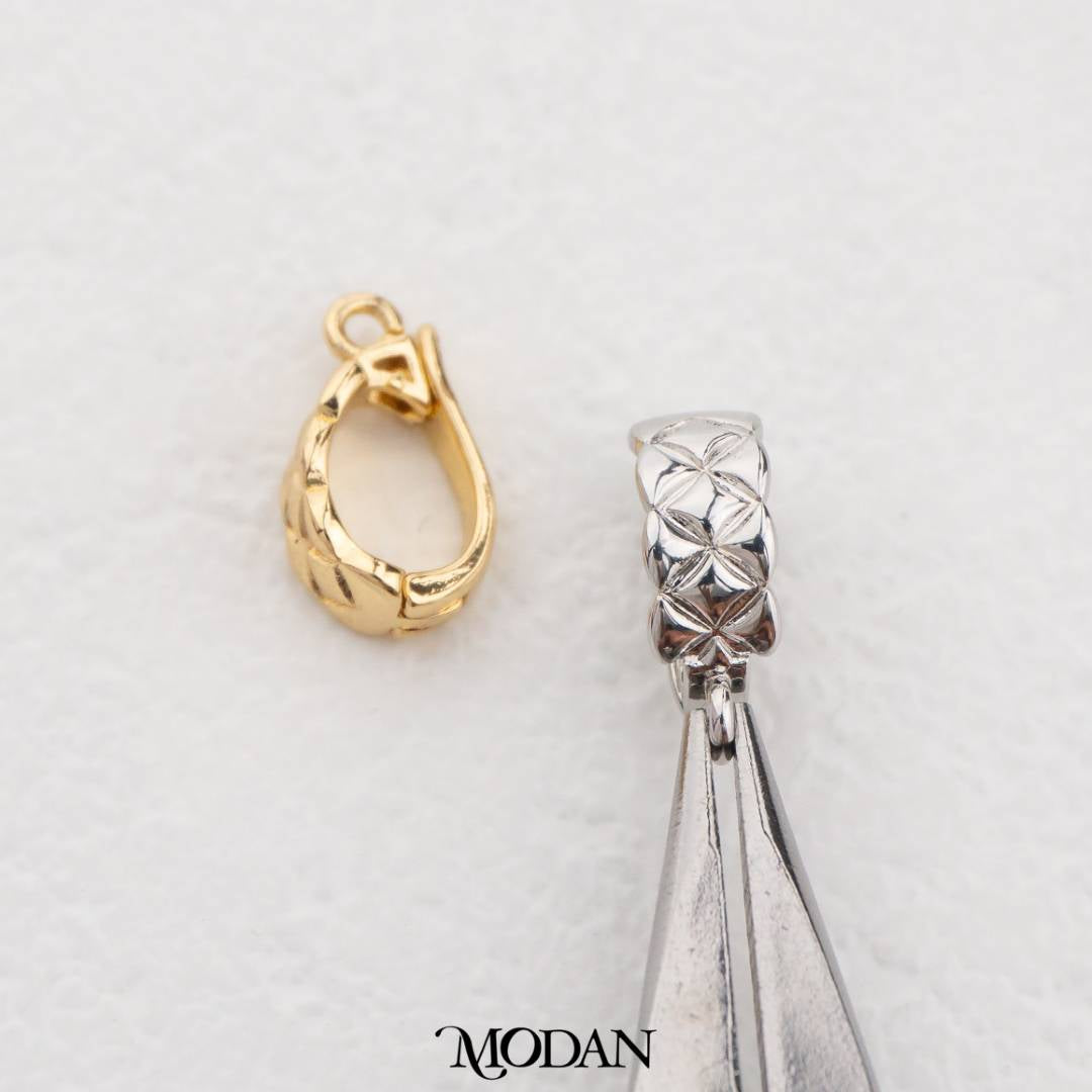 13mm Textured Pendant Hooks Connector DIY Pengait Liontin Kalung Hypoallergenic Gold Filled