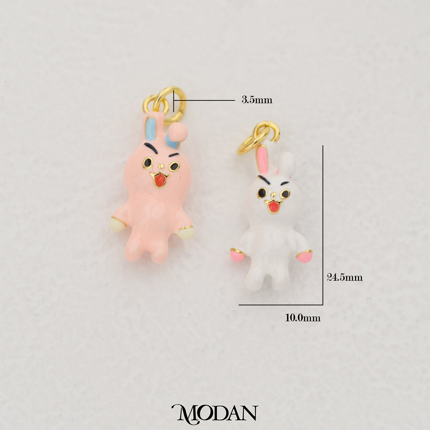 3D Bunny Cooky Cony Enamel Pendant DIY Pendant Liontin Kelinci Lucu Hypoallergenic Gold Filled