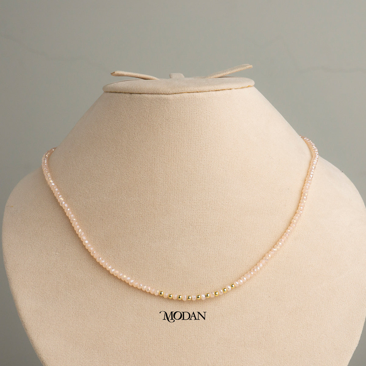 3mm Faceted Pink Blue White Tosca Peach Beaded Necklace Kalung Manik Crystal Hypoallergenic Gold Plated