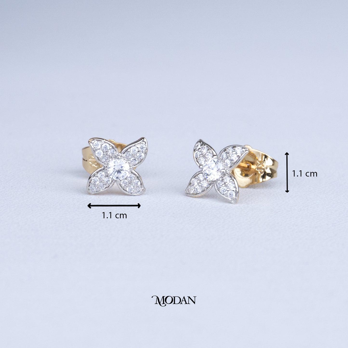 (11mm) Sparkling Micro Paved Zirconia Batik Indonesian Stud Earrings Anting Tusuk Batik Hypoallergenic Gold Plated