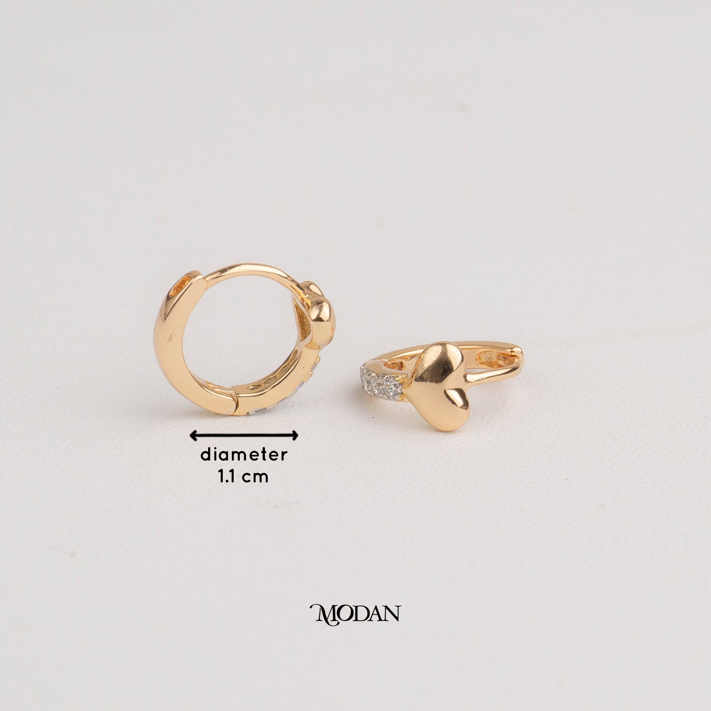 (13mm) Plain Love Heart Rosegold Mini Hoop Earrings Anting Hati Hypoallergenic Gold Plated