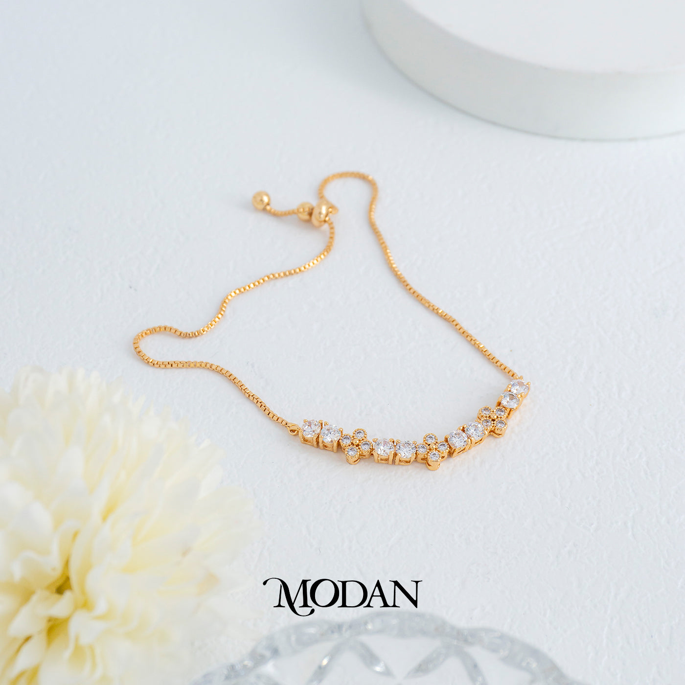 Mini Clover Beaded Adjustable Bracelet Gelang Serut Hypoallergenic Gold Plated