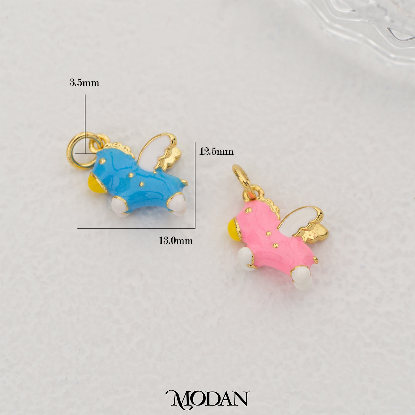 3D Colorful Enamel Pegasus Winged Horse Pendant DIY Pendant Liontin Kuda Bersayap Warna Warni Hypoallergenic Gold Filled