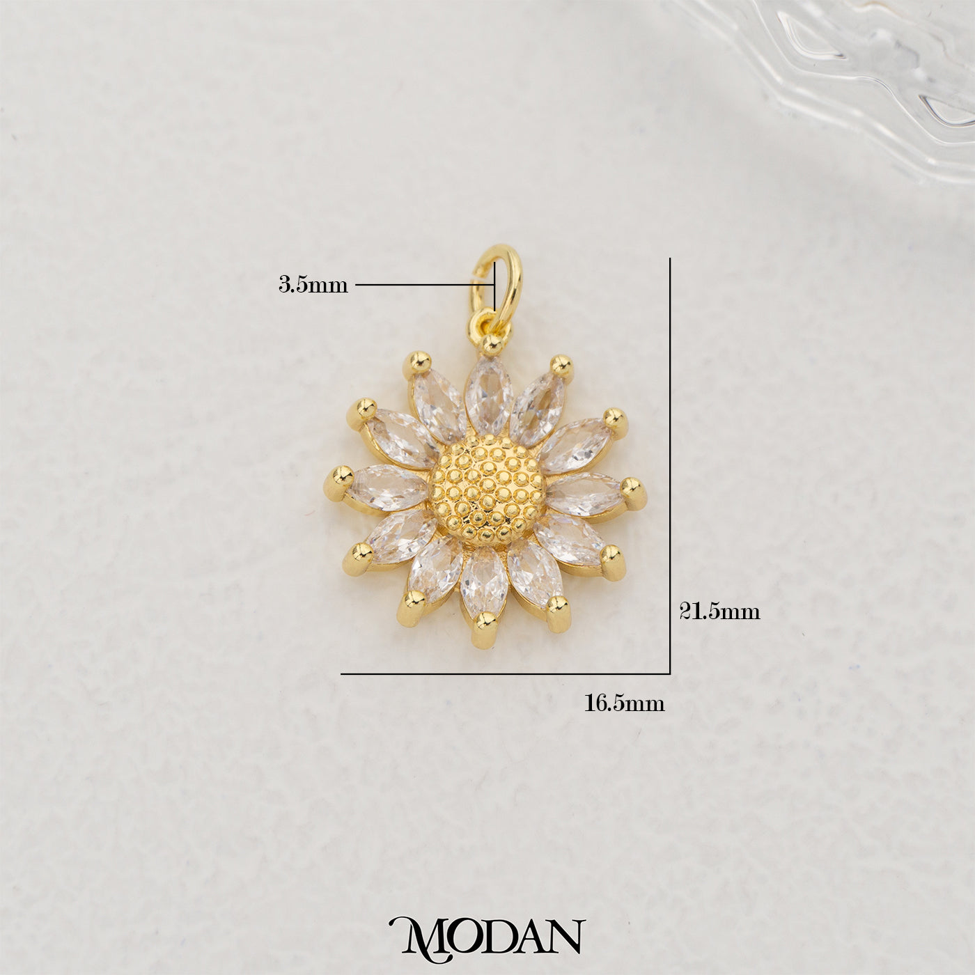 Sparkling Sunflower Marquise DIY Pendant Liontin Bunga Matahari Hypoallergenic Gold Filled