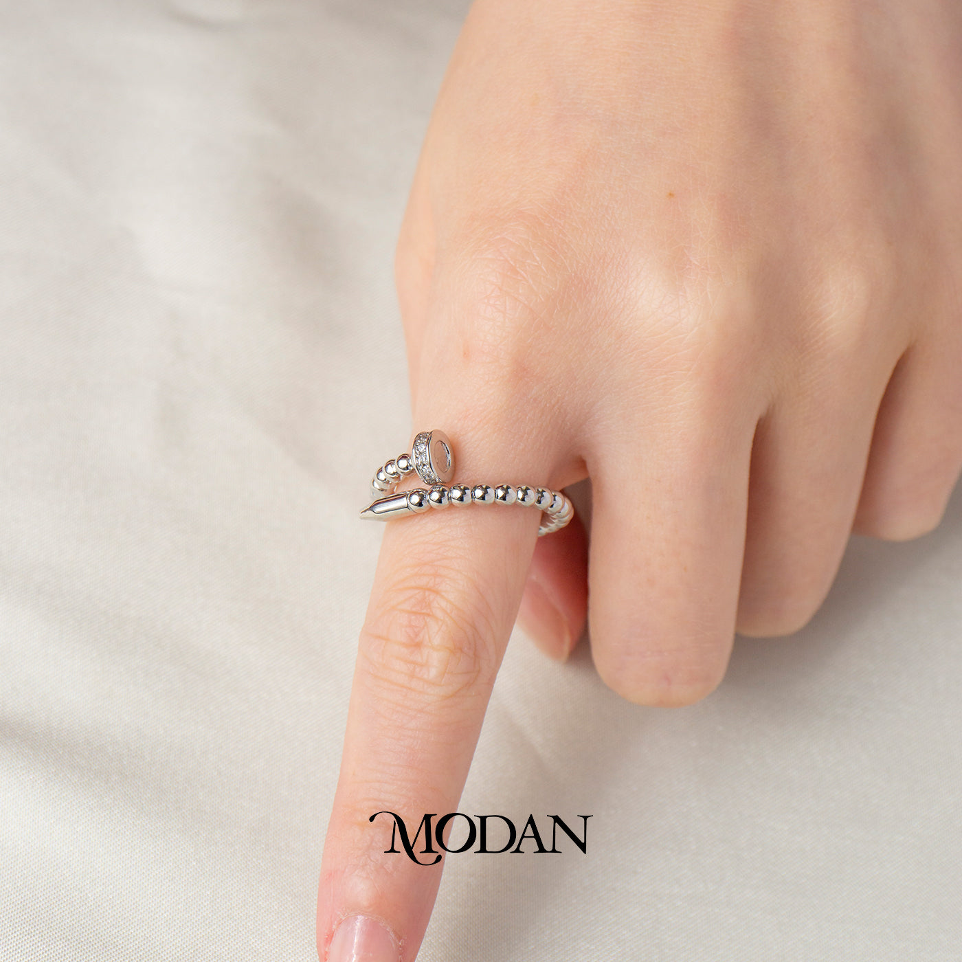 Beaded Bypass Nail Adjustable Ring Cincin Paku Lilit Hypoallergenic Gold Plated