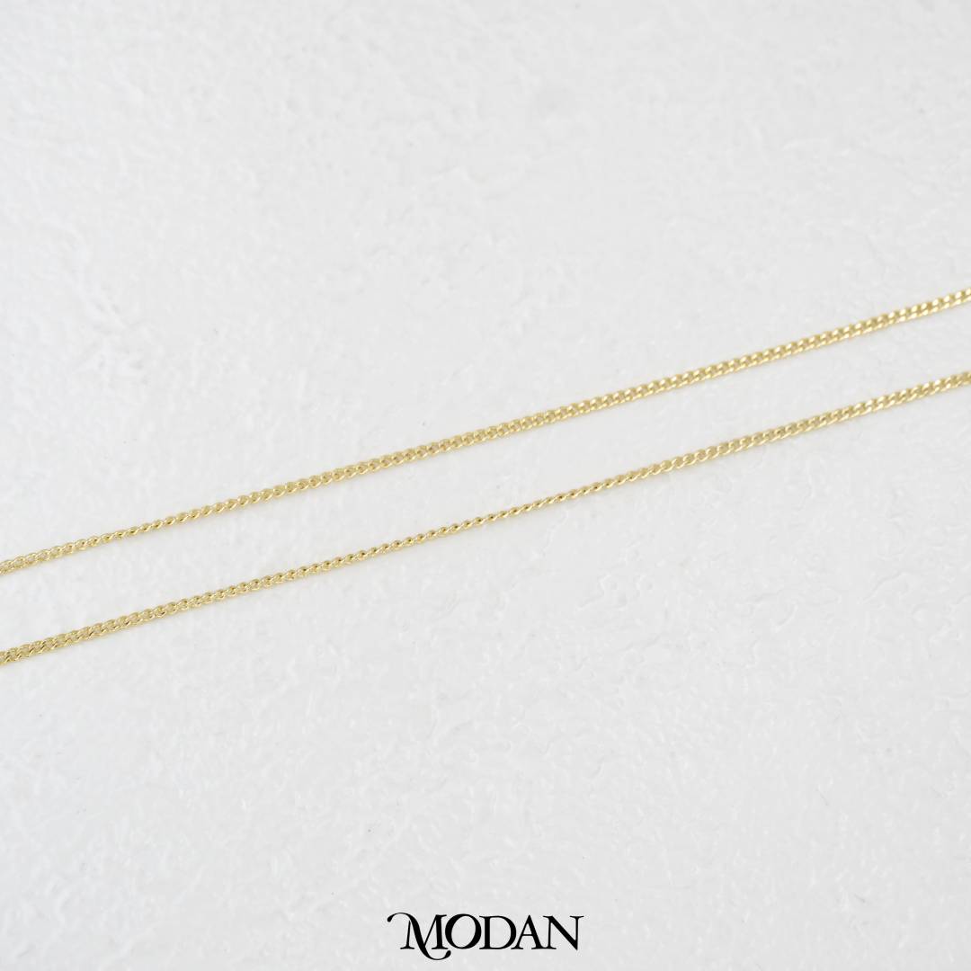 (44.5cm) Cuban Curb Chain Necklace Rantai Kalung Sisik Naga Kecil Polos Hypoallergenic Gold Filled