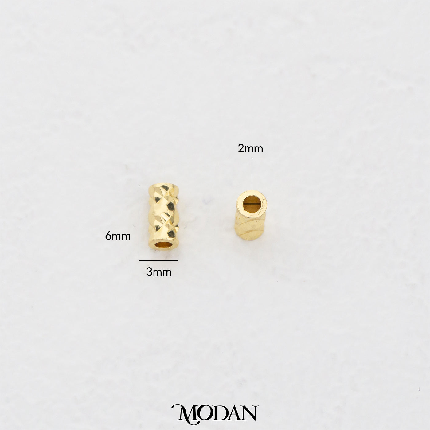 (10pcs) 6mm Tube Spacer Beads DIY Pembatas Manik Gelang/Kalung Hypoallergenic Gold Filled