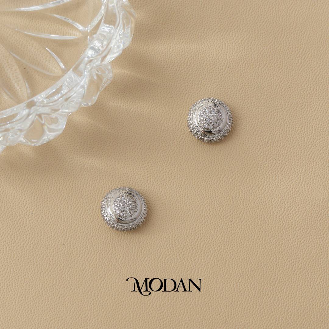 (10mm) (12mm) Micro Pave Zirconia Round Stud Earrings Anting Tusuk Pesta Hypoallergenic Gold Filled
