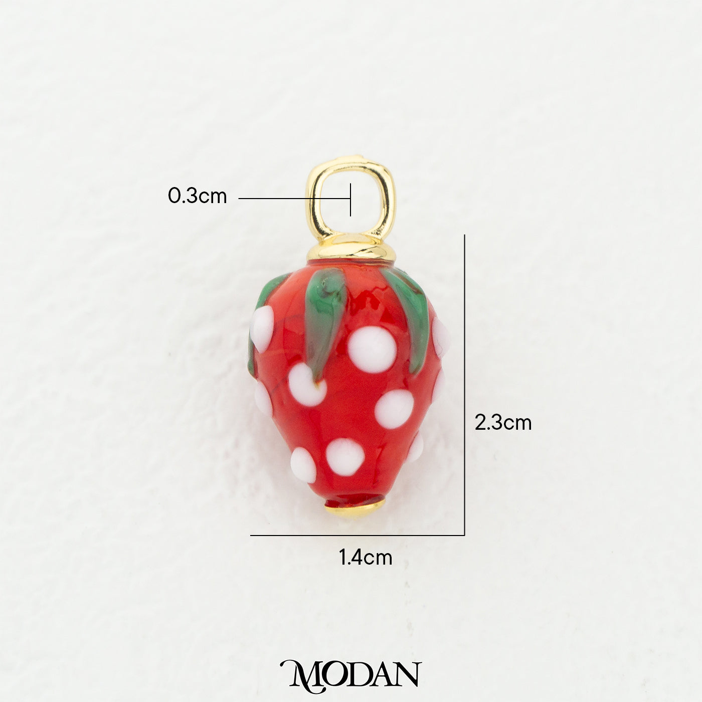 Red Strawberry Enamel DIY Pendant Liontin Buah Stroberi Hypoallergenic Gold Filled