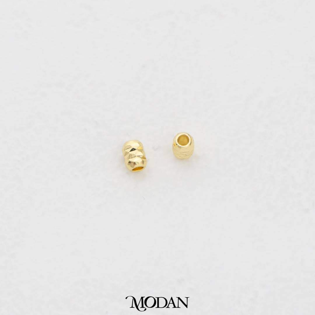 (10pcs) 4mm Textured Tube Spacer Beads DIY Pembatas Manik Gelang/Kalung Pipa Hypoallergenic Gold Filled