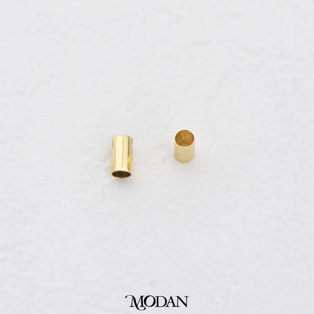 (10pcs) 5mm Plain Simple Tube Spacer Beads DIY Pembatas Manik Gelang/Kalung Tabung Hypoallergenic Gold Filled