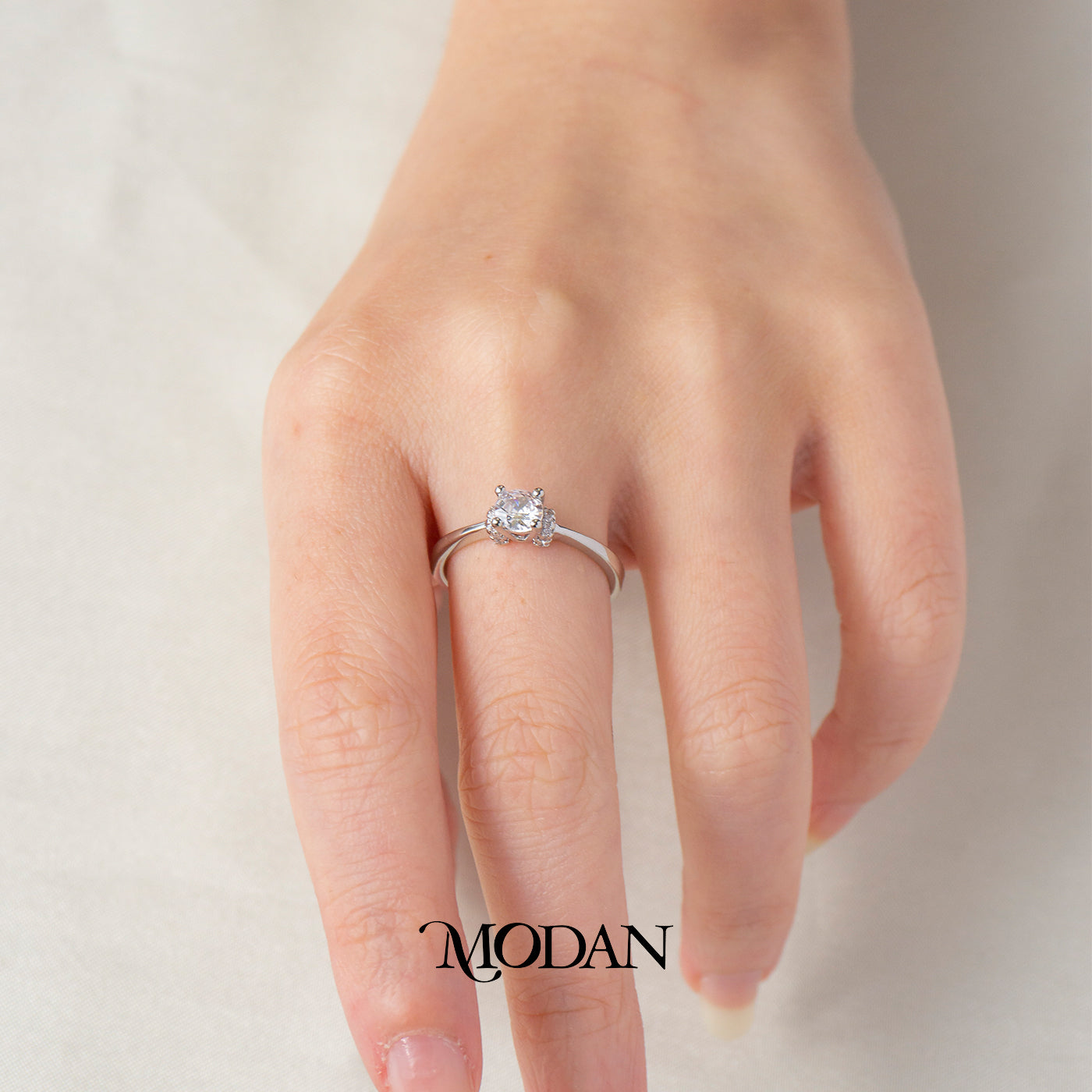 Unique Ribbon Solitaire Band Adjustable Ring Cincin Model Pita Permata Bulat Simpel Hypoallergenic Gold Plated