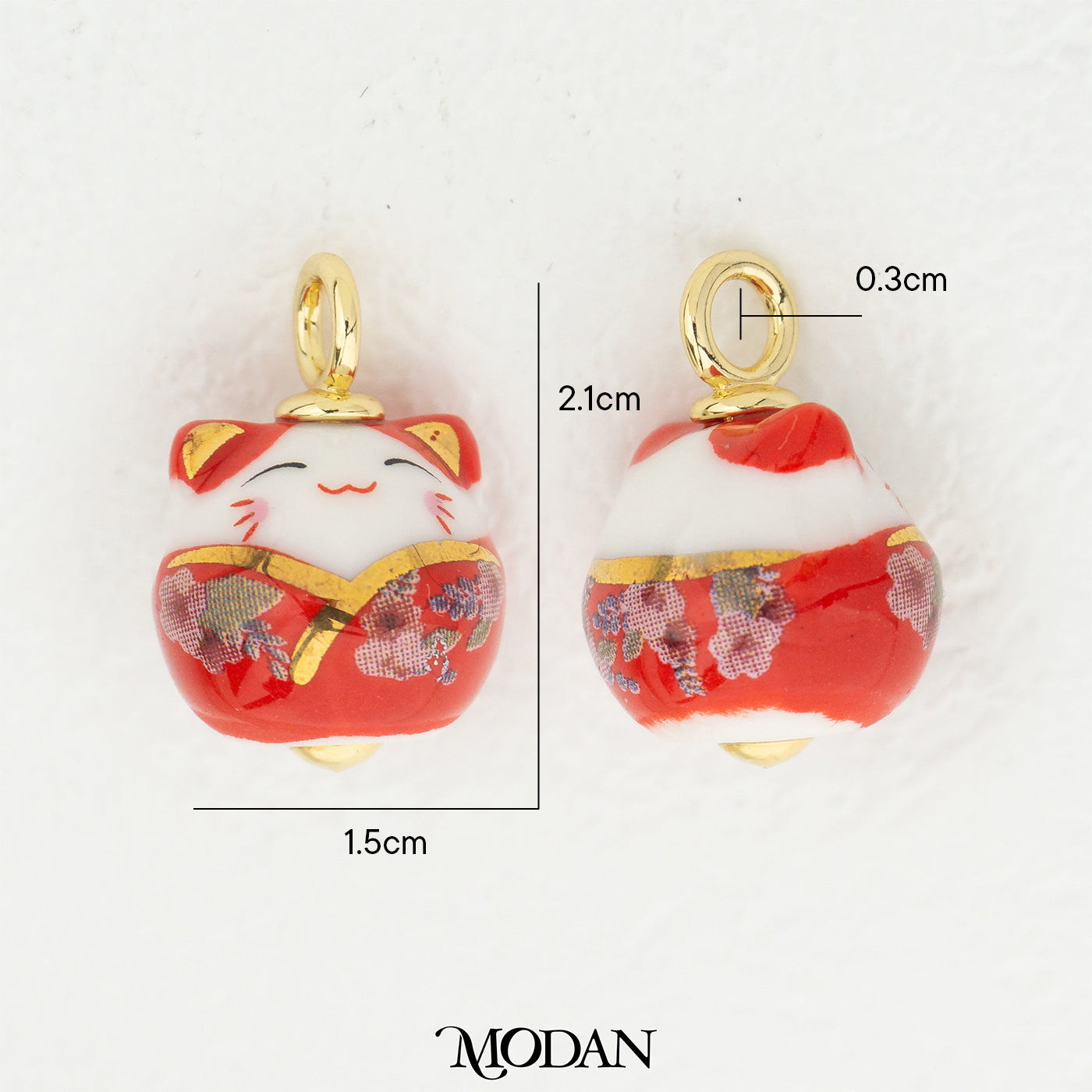 Lucky Cat Maneki Neko DIY Pendant Liontin Kucing Keberuntungan Hypoallergenic Gold Filled