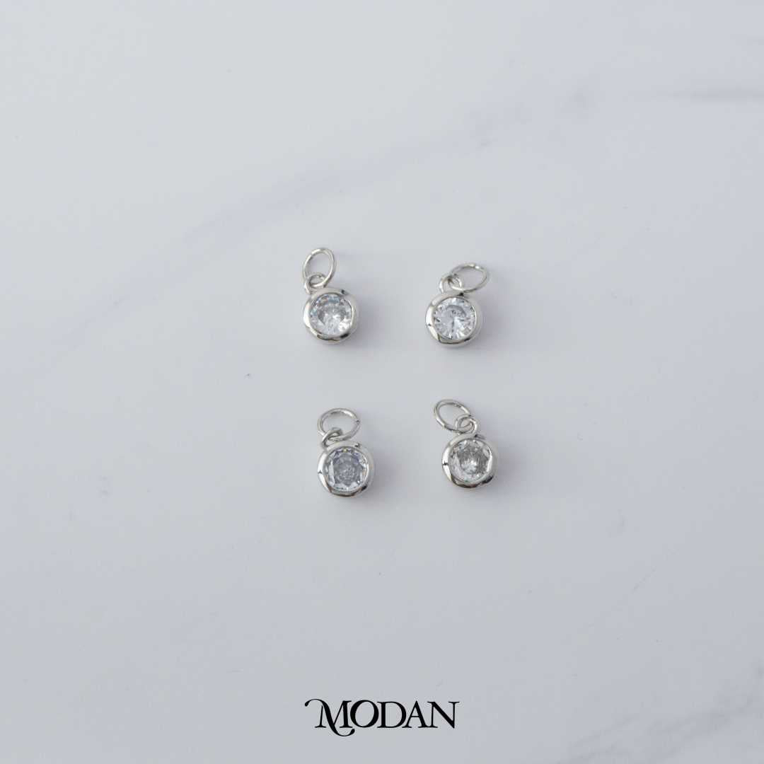 Round Diamond Cut Dangle Charm DIY Charm Liontin Berlian Gantung Hypoallergenic Gold Filled