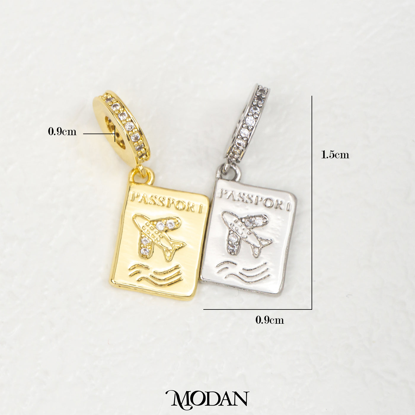 Passport Travel DIY Pendant Liontin Passport Perjalanan Hypoallergenic Gold Filled