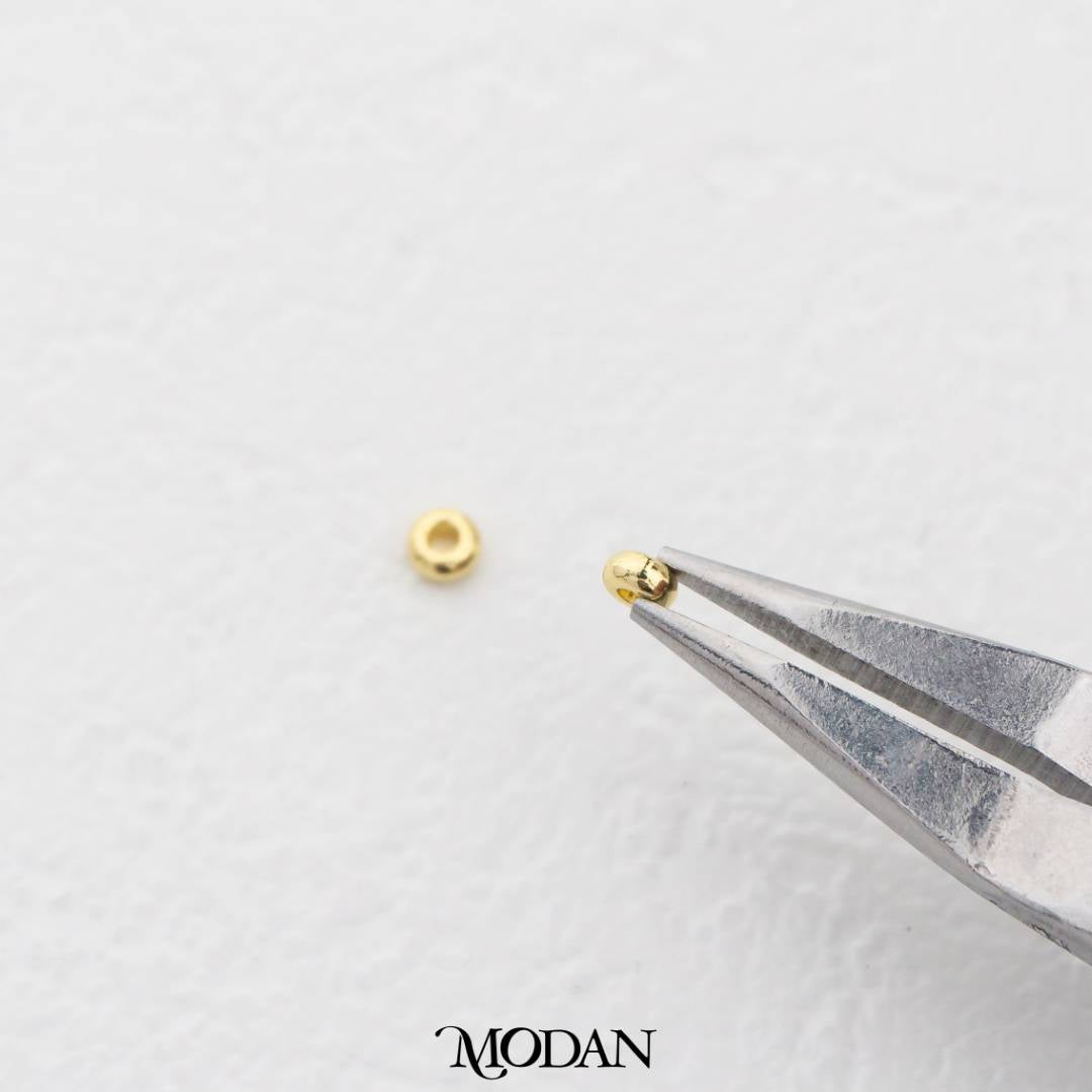 (10pcs) Mini Round Donut Spacer Beads DIY Pembatas Manik Gelang/Kalung Bentuk Donat Bulat Datar Hypoallergenic Gold Filled