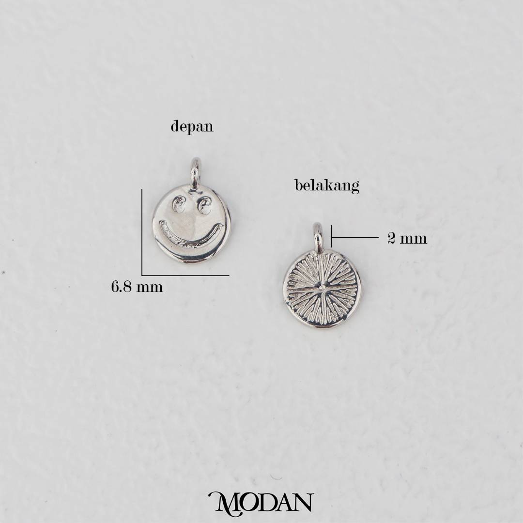 Smiley Face Round Charm DIY Charm Liontin Emoji Tersenyum Hypoallergenic Gold Filled