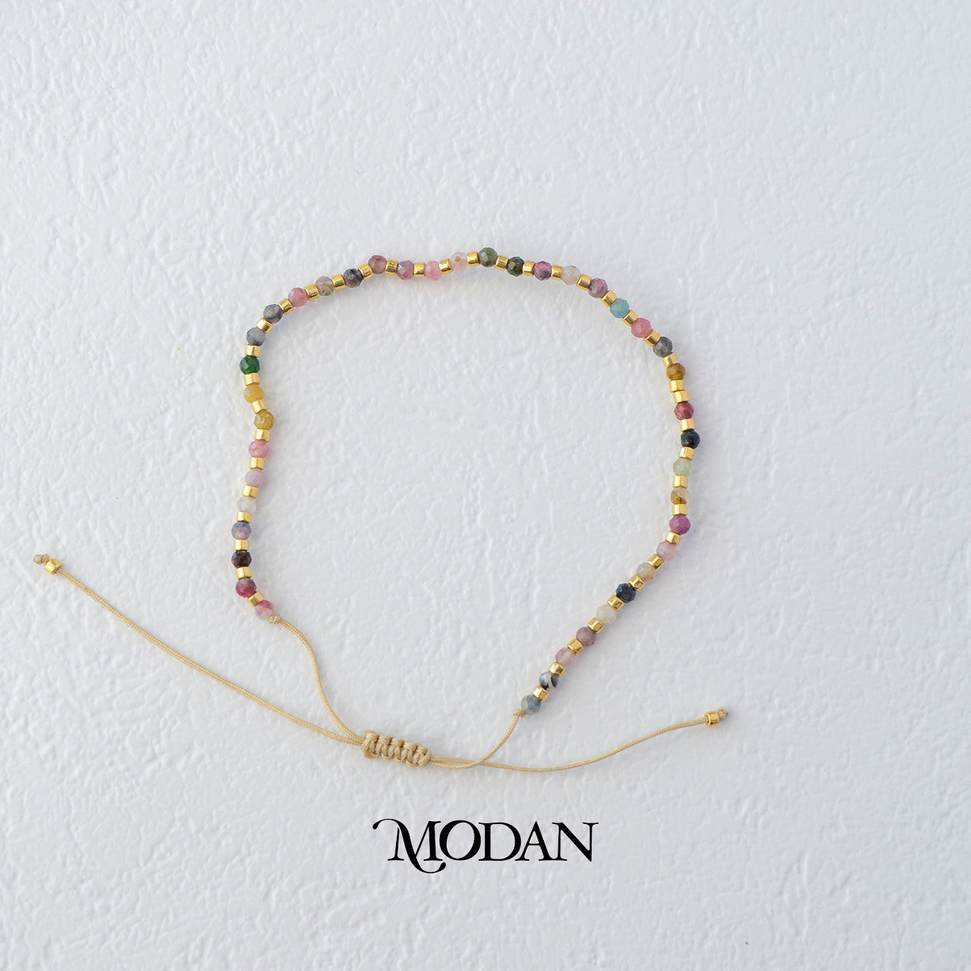 (2.2mm) Handmade Round Colorful Natural Gemstone Friendship Adjustable Bracelet Gelang Persahabatan Hypoallergenic Gold Filled