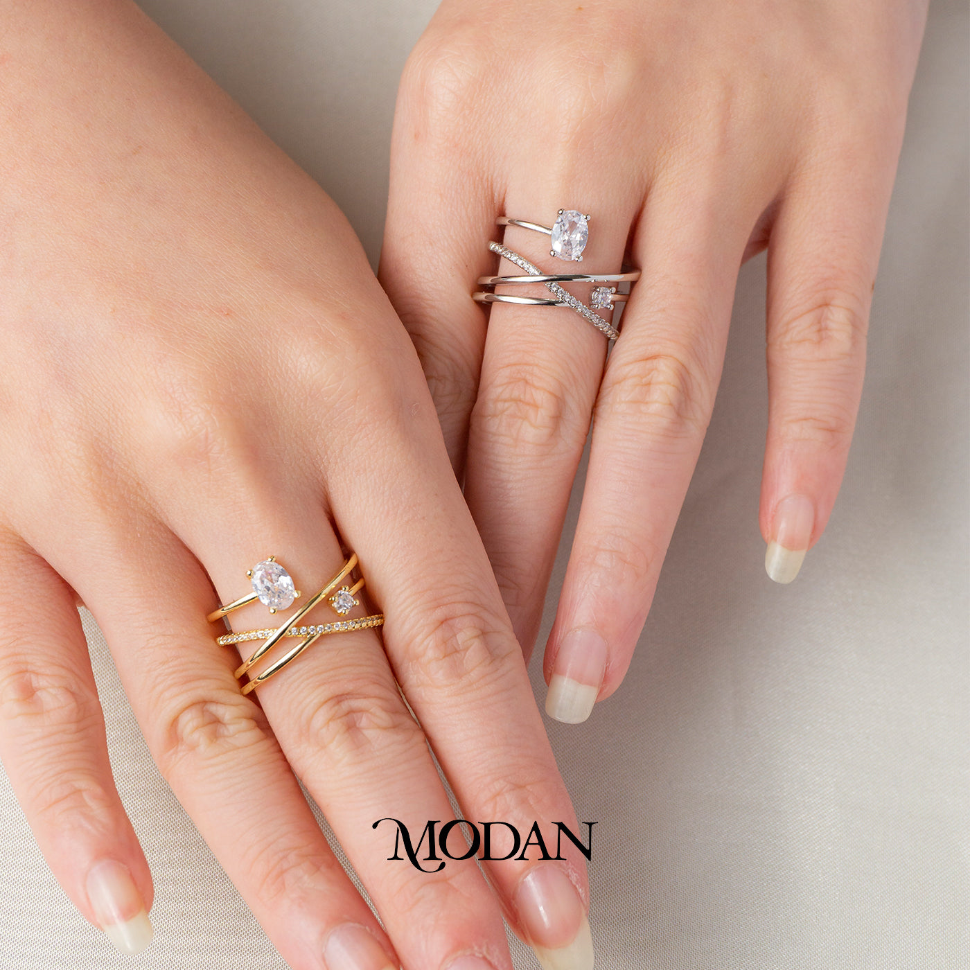 Korean Criss Cross Stacking Adjustable Ring Cincin Bentuk Tumpuk Silang Hypoallergenic Gold Plated