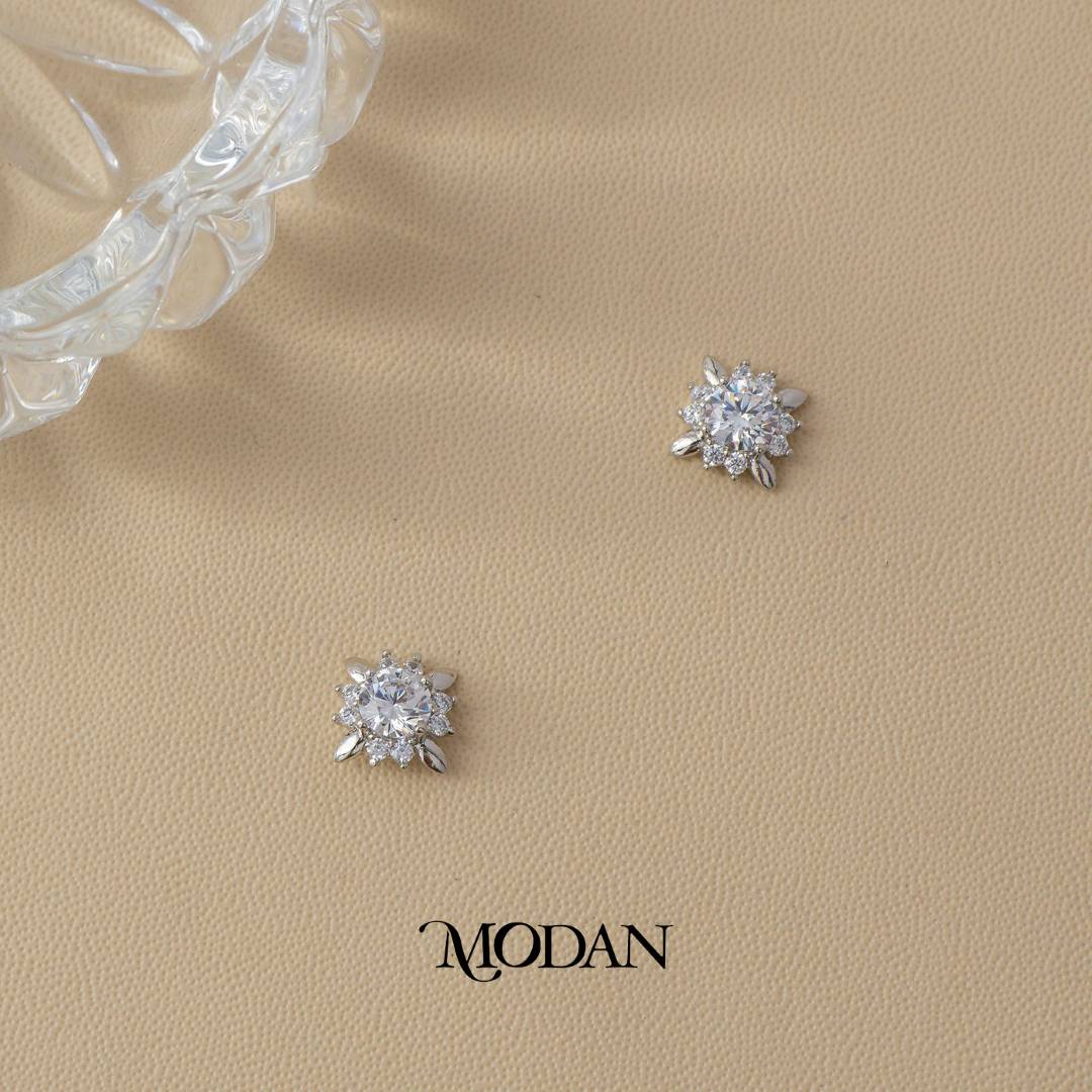 (11mm) Wedding Flower Zirconia Stud Earrings Anting Tusuk Bunga Pernikahan Hypoallergenic Gold Plated