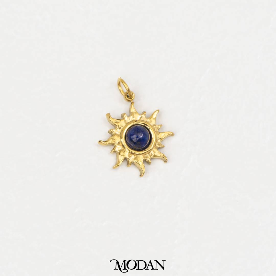 Natural Gemstones Sun Pendant DIY Pendant Liontin Batuan Alam Matahari Hypoallergenic Stainless Steel