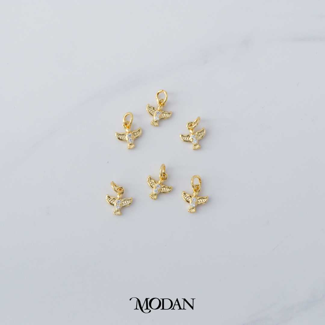 Tiny Flying Dove Charm DIY Charm Liontin Merpati Berlian Kecil Hypoallergenic Gold Filled