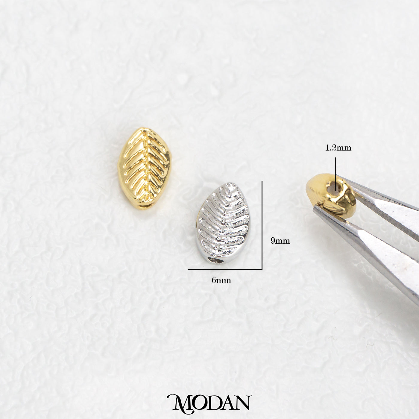 Matte Leaf DIY Beads Charm Manik Daun Hypoallergenic Gold Filled