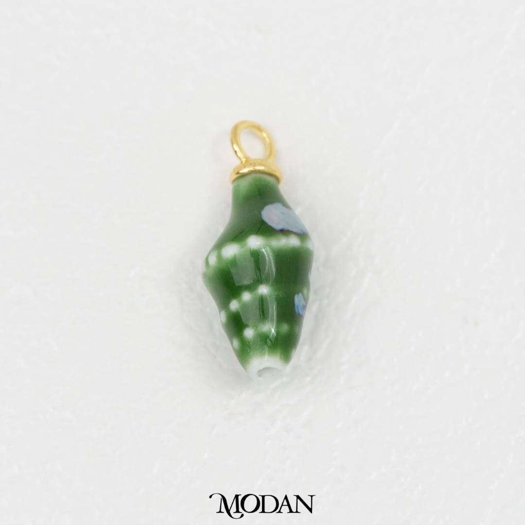 3D Colorful Spiral Seashell Ceramic DIY Pendant Liontin Keramik Kerang Laut Hypoallergenic Gold Filled