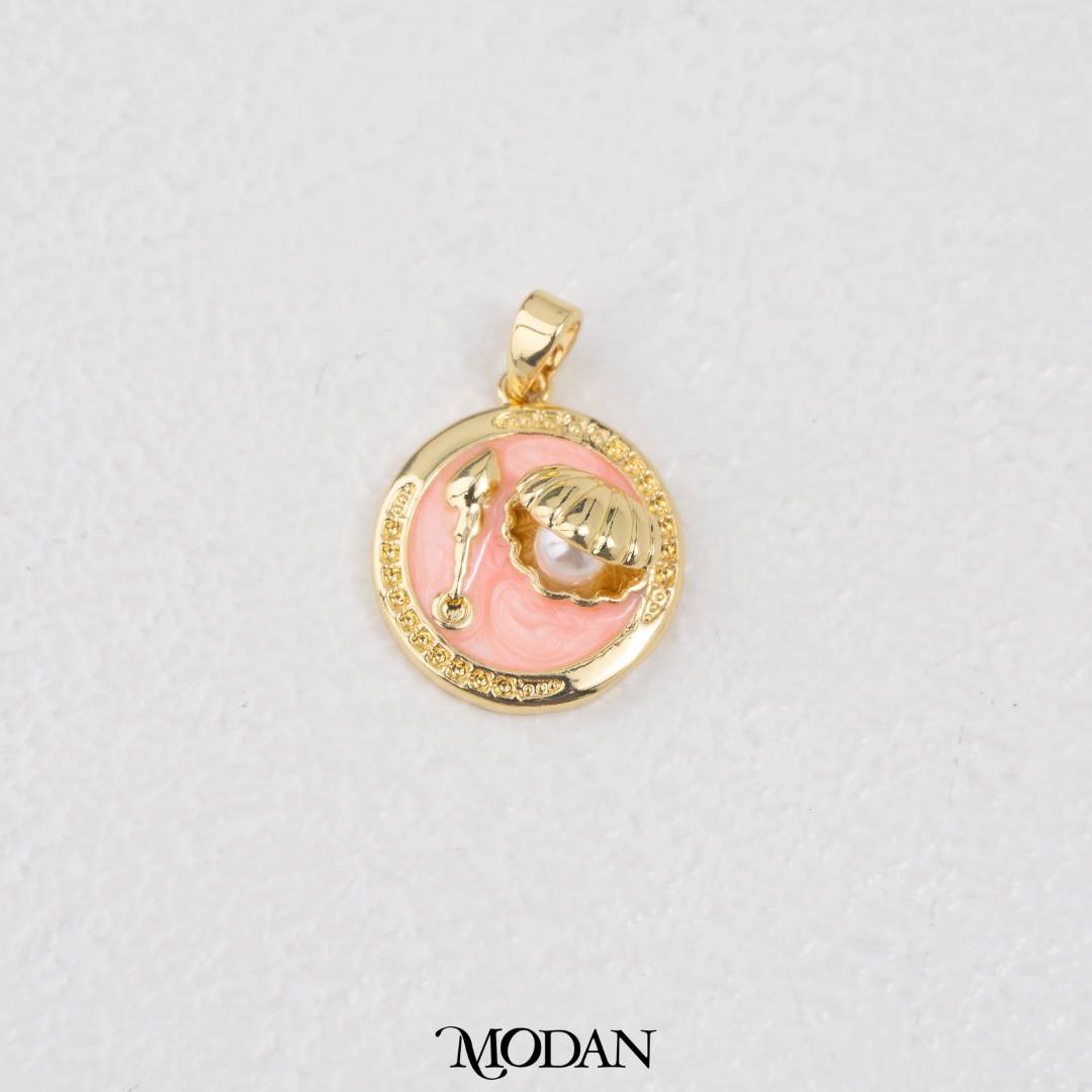 Vintage Enamel Shell Pearl DIY Pendant Liontin Enamel Green Purple Pink Cangkang Mutiara Hypoallergenic Gold Filled