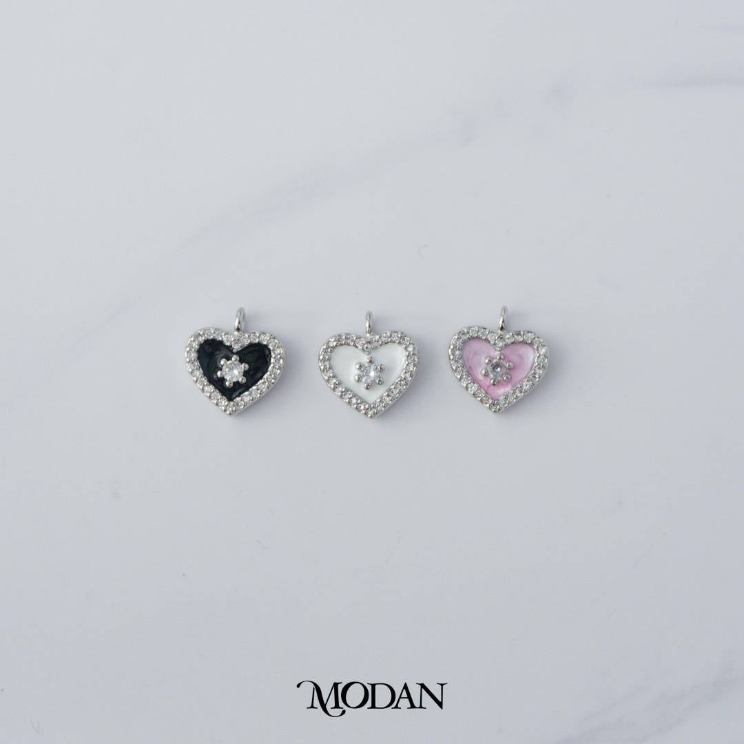 Blue Pink White Enamel Love Heart Charm DIY Charm Liontin Hati Berlian Hypoallergenic Gold Filled
