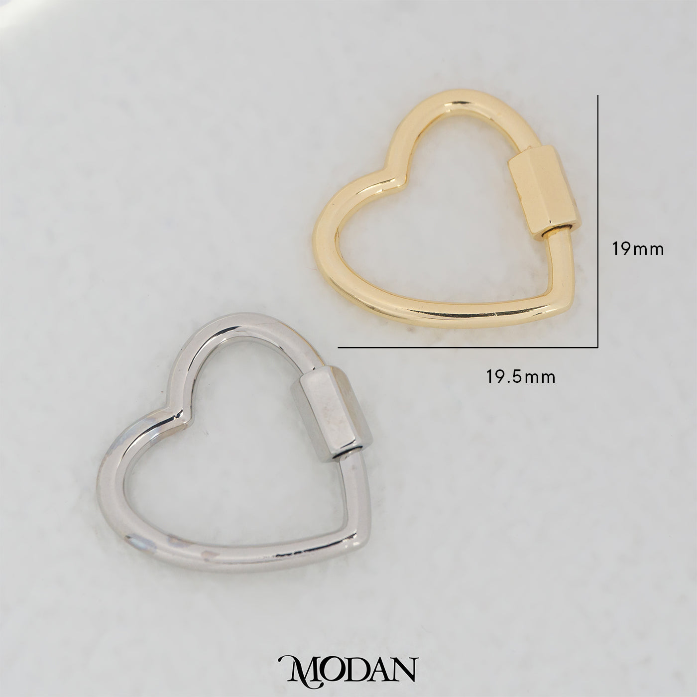 19mm Plain Heart Carabiner DIY Pengait Kalung/Gelang Karabiner Hati Hypoallergenic Gold Filled