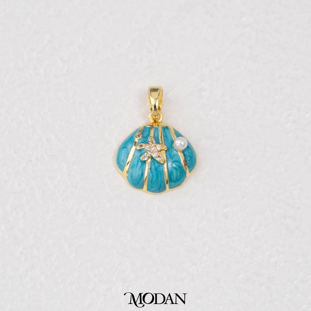 Enamel Shell With Pearl And Starfish DIY Pendant Liontin Cangkang Kerang Hypoallergenic Gold Filled