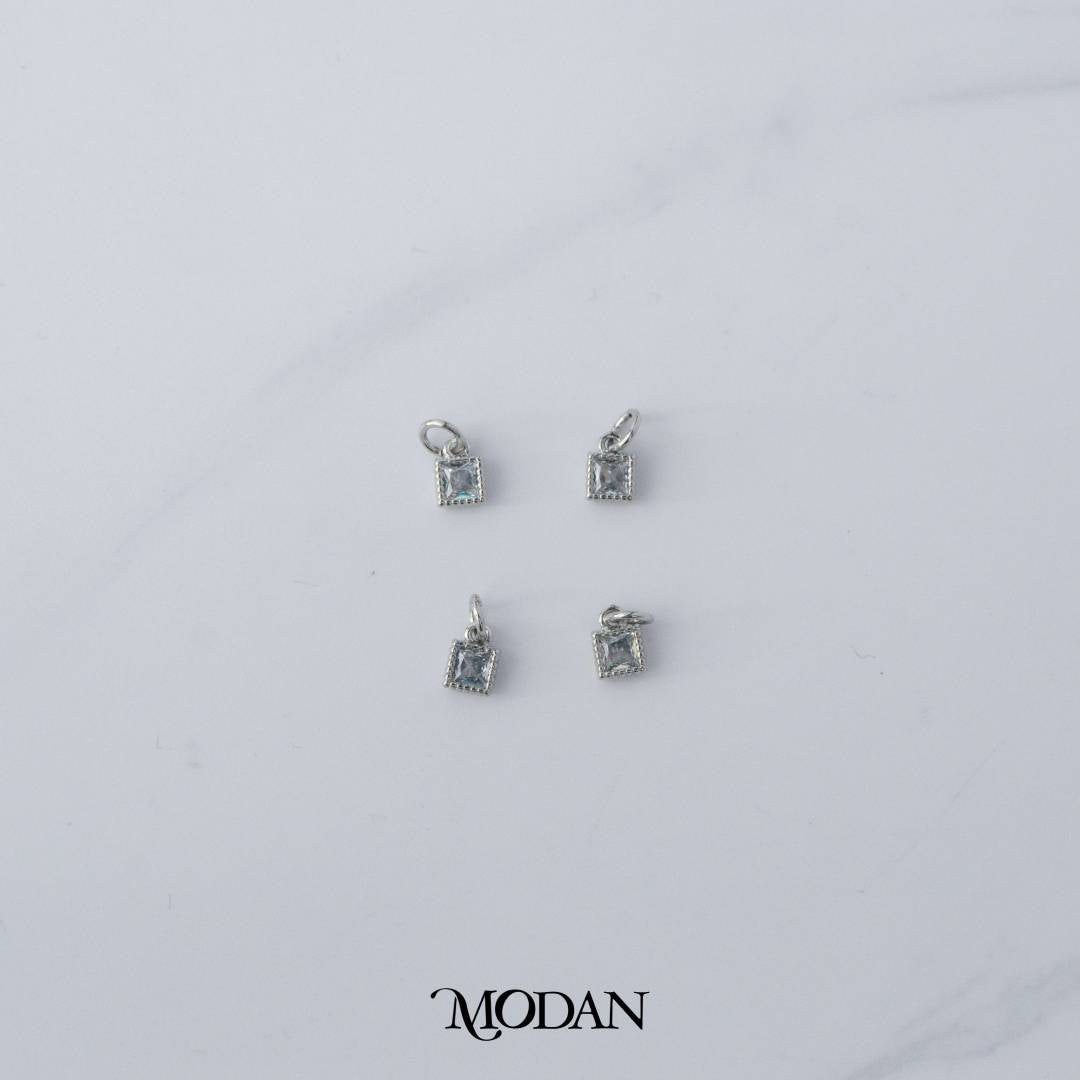 Tiny Square Cubic Zirconia Beaded Charm DIY Charm Liontin Berlian Kotak Kecil Hypoallergenic Gold Filled