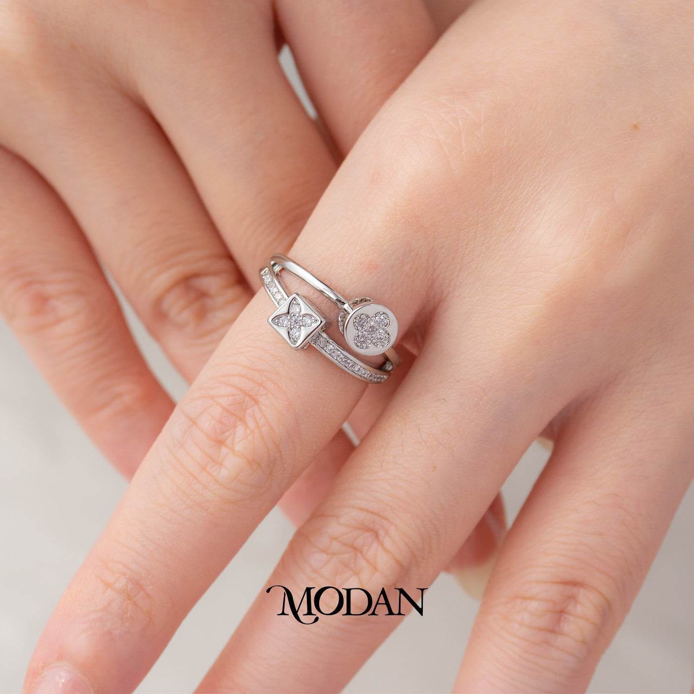 Blossom Flower Double Layer Ring Cincin Bunga Hypoallergenic Gold Plated
