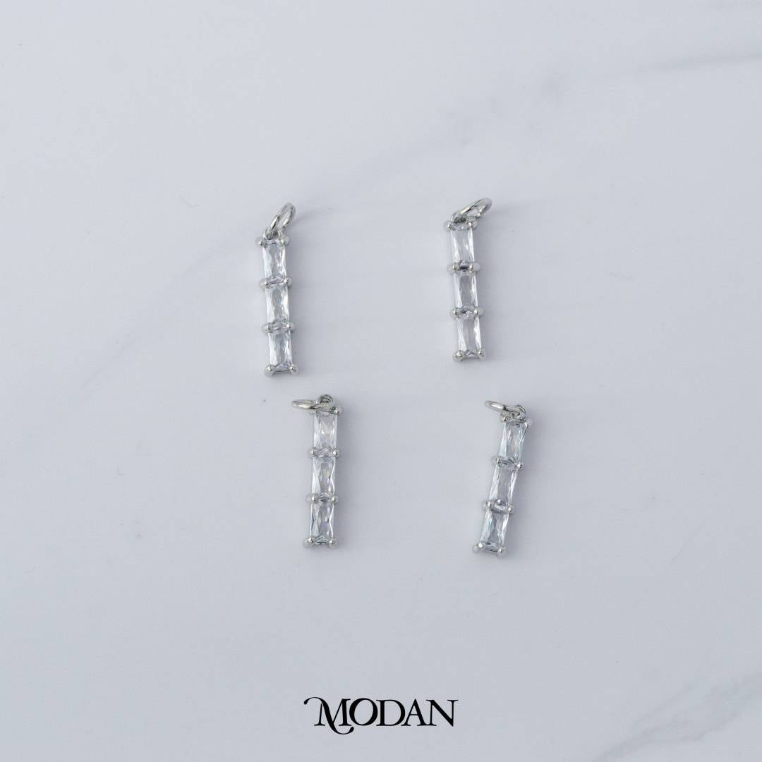 Bridal Lined Bar Baguette Charm DIY Charm Liontin Pesta Berlian Garis Hypoallergenic Gold Filled