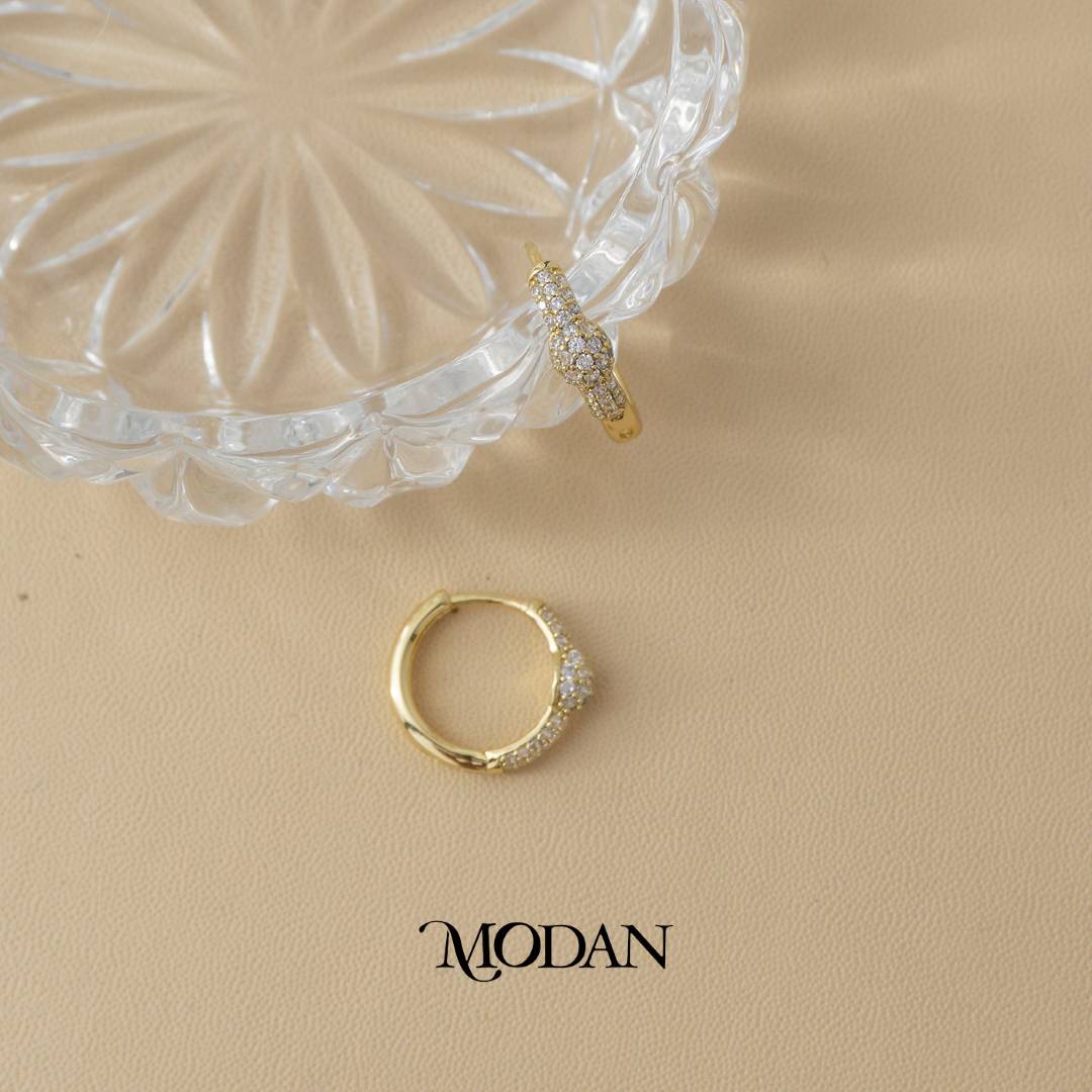 (16mm) Sparkling Round Ball Hoop Earrings Anting Bulat Hypoallergenic Gold Plated